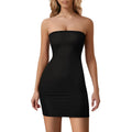 Sexy Black Strapless Bodycon Dress for Women Club Party Evening Gown